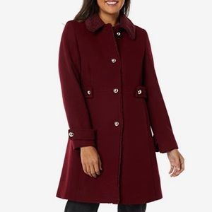 NWT✨Kate Spade New York burgundy Peacoat Sherpa Trim